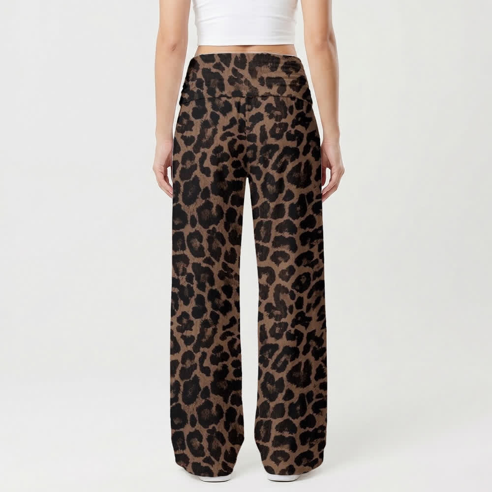 Christianartworkshop Jesus Loves You Leopard Print High Waist Women's Wide Leg Pants - image 2