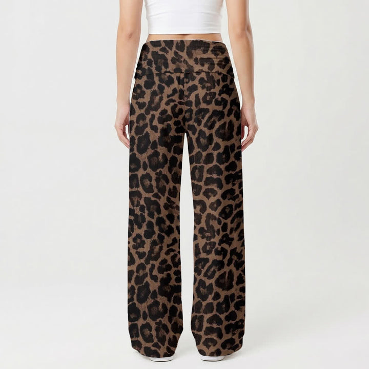 Christianartworkshop Jesus Loves You Leopard Print High Waist Women's Wide Leg Pants - image 2