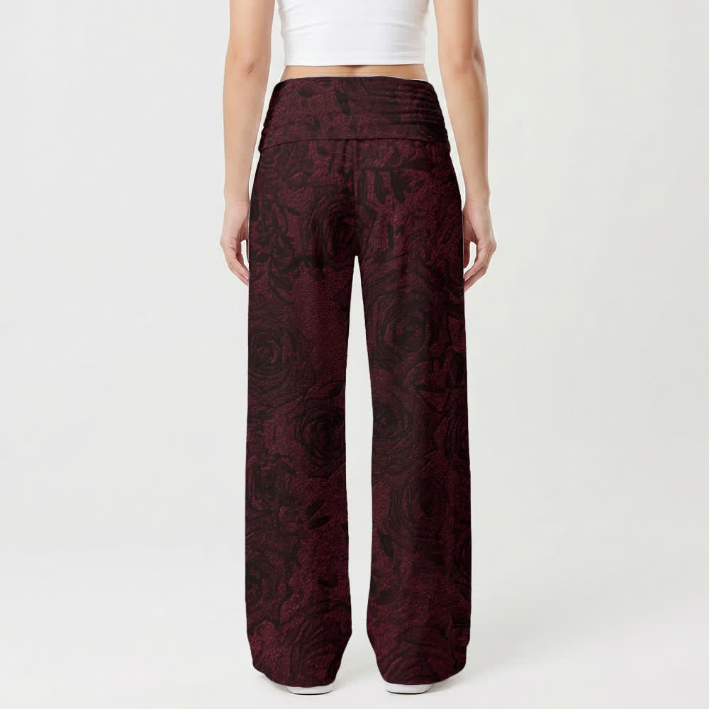 Christianartworkshop Gothic Madonna Cross Wine Red Women's Wide Leg Pants - image 2