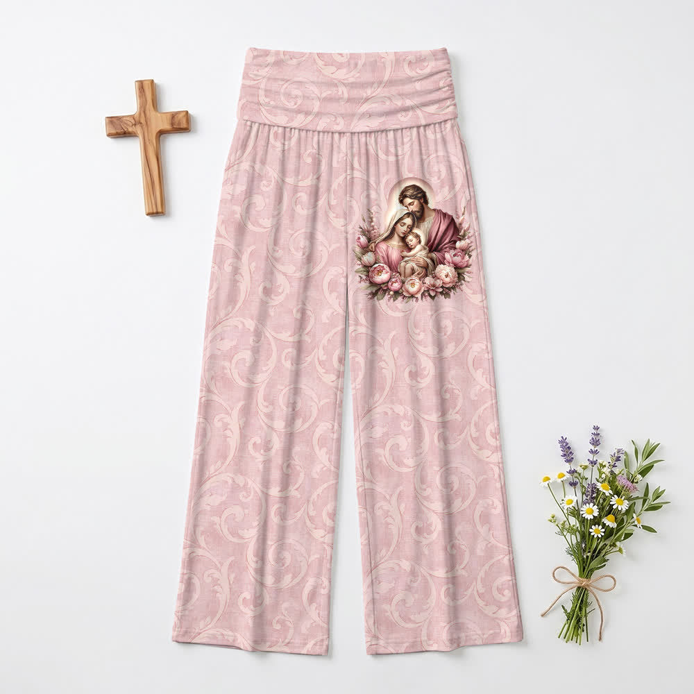 Christianartworkshop Blush Mother And Child Women’s Wide Leg Pants - US22,UK/AU26,EU54 - image 0