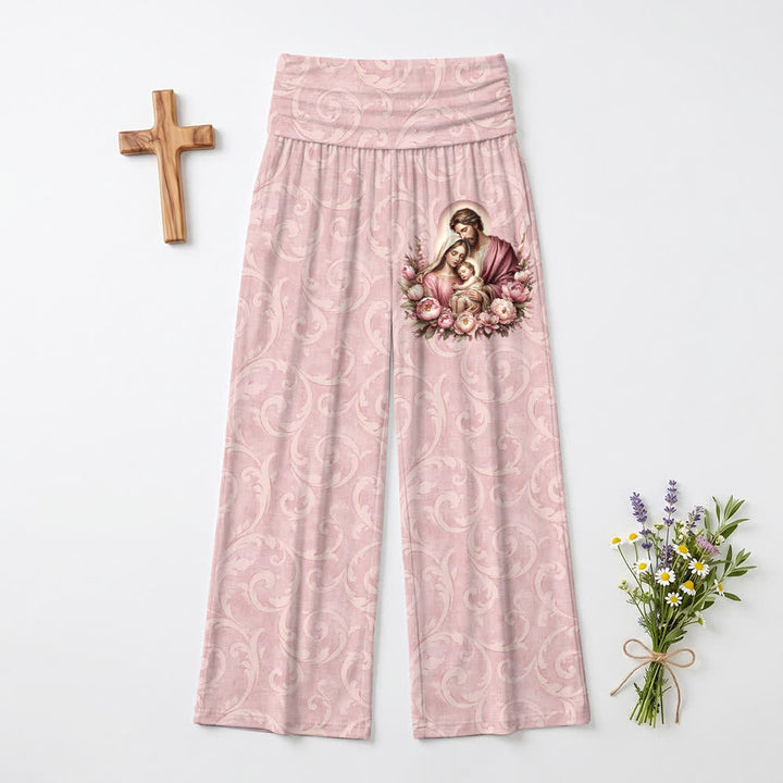 Christianartworkshop Blush Mother And Child Women’s Wide Leg Pants - US22,UK/AU26,EU54 - image 0