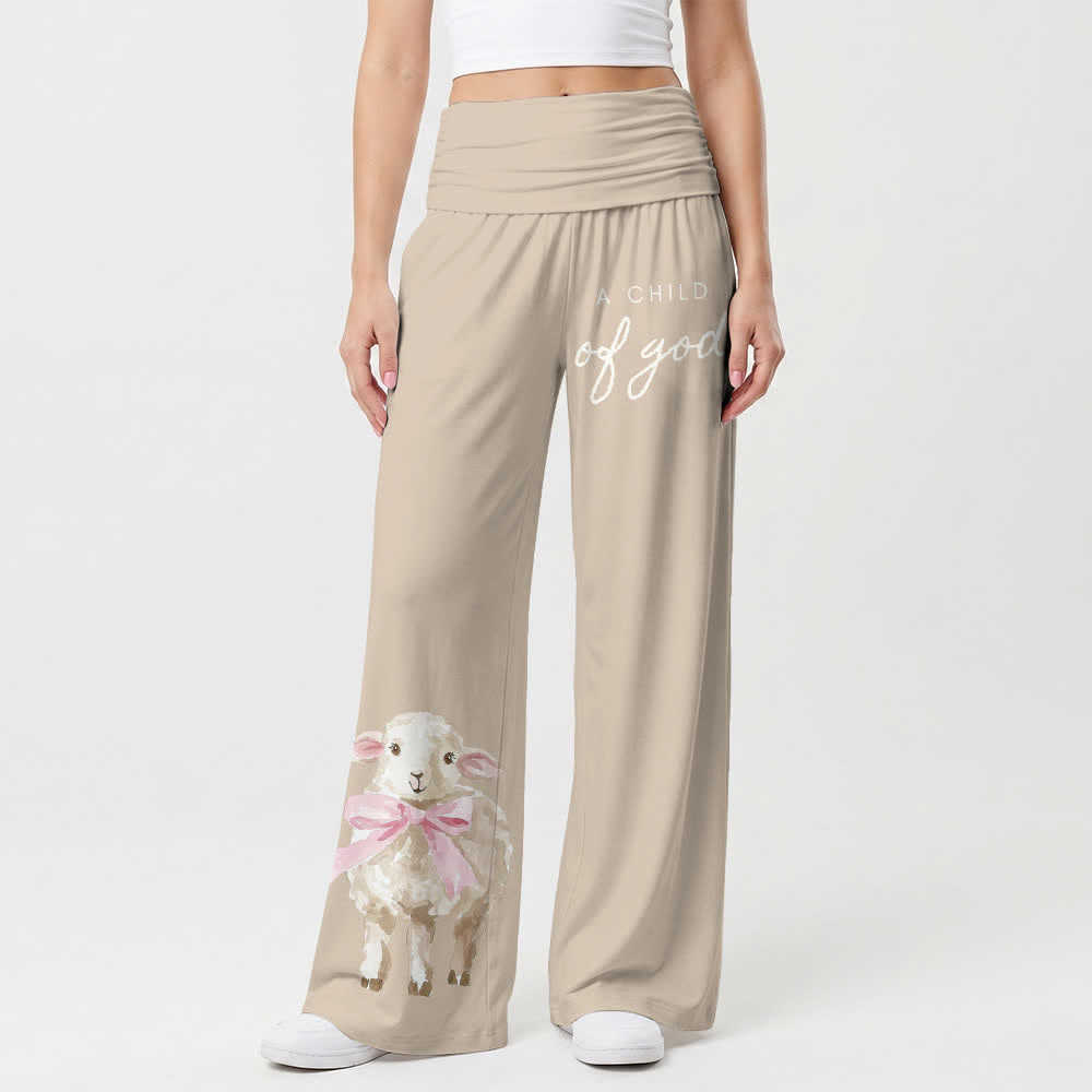 Christianartworkshop A Child Of God Lamb Print Lounge Women's Wide Leg Pants - image 1