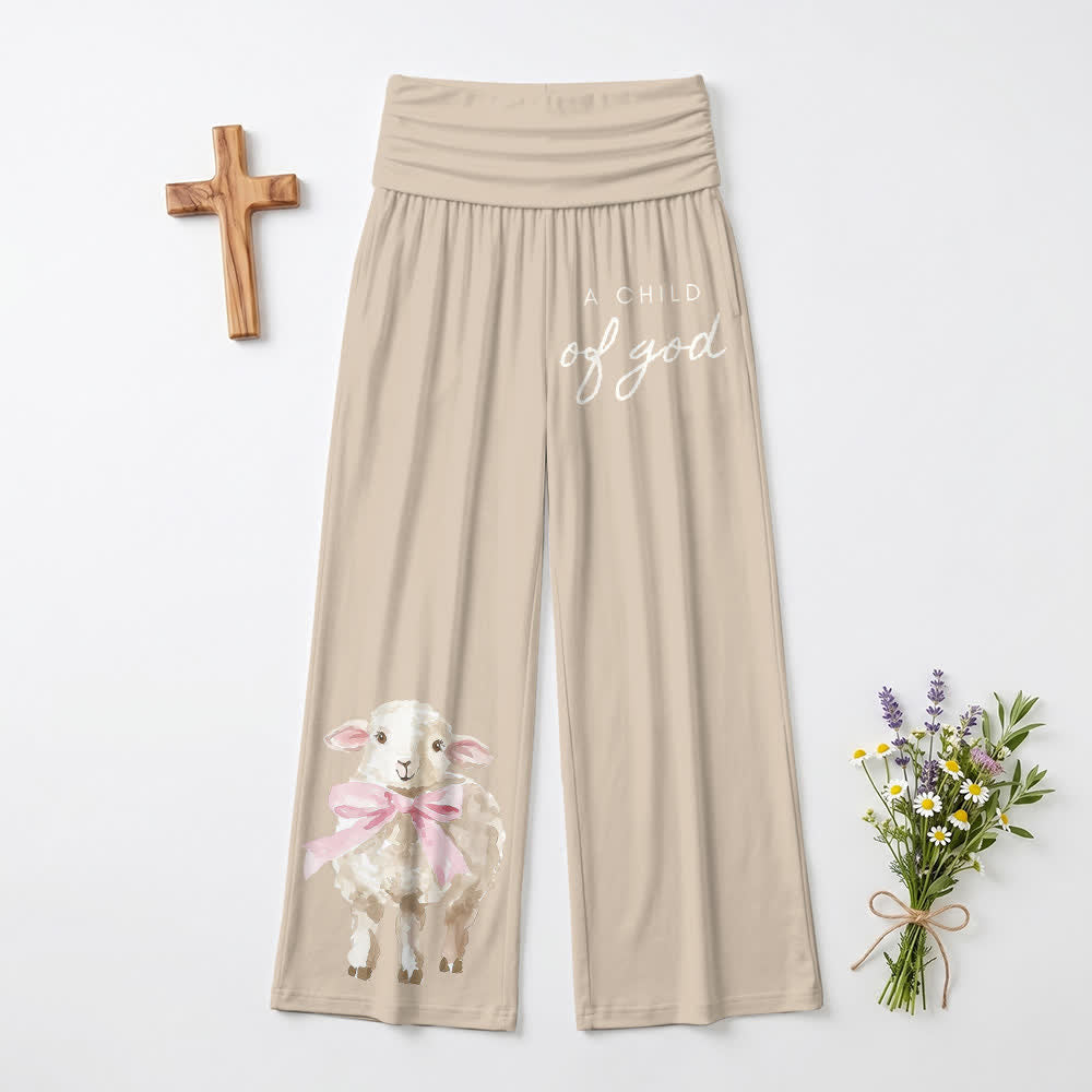 Christianartworkshop A Child Of God Lamb Print Lounge Women's Wide Leg Pants - US22,UK/AU26,EU54 - image 0