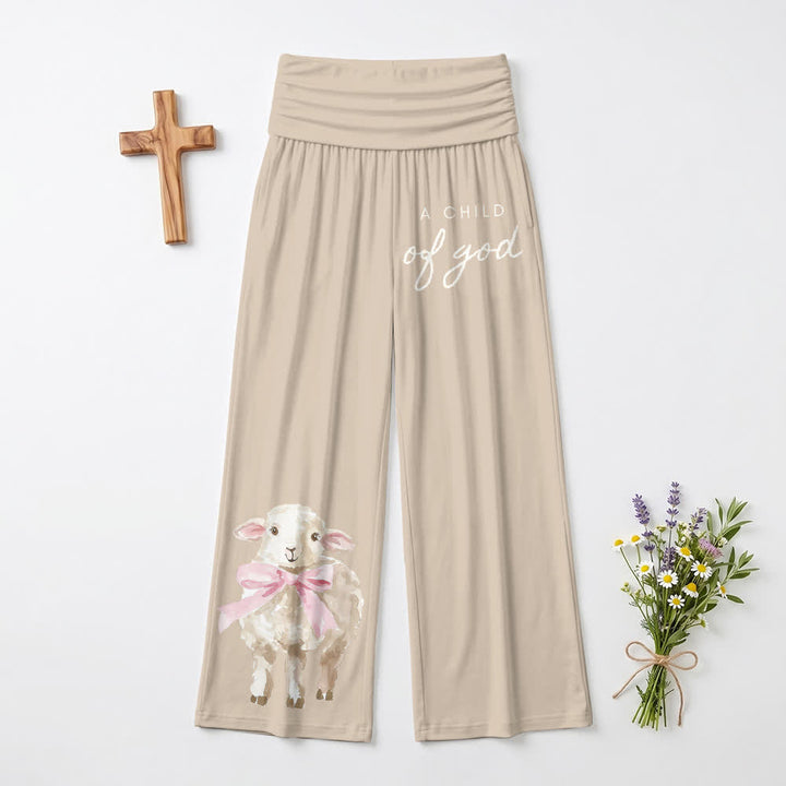 Christianartworkshop A Child Of God Lamb Print Lounge Women's Wide Leg Pants - US22,UK/AU26,EU54 - image 0
