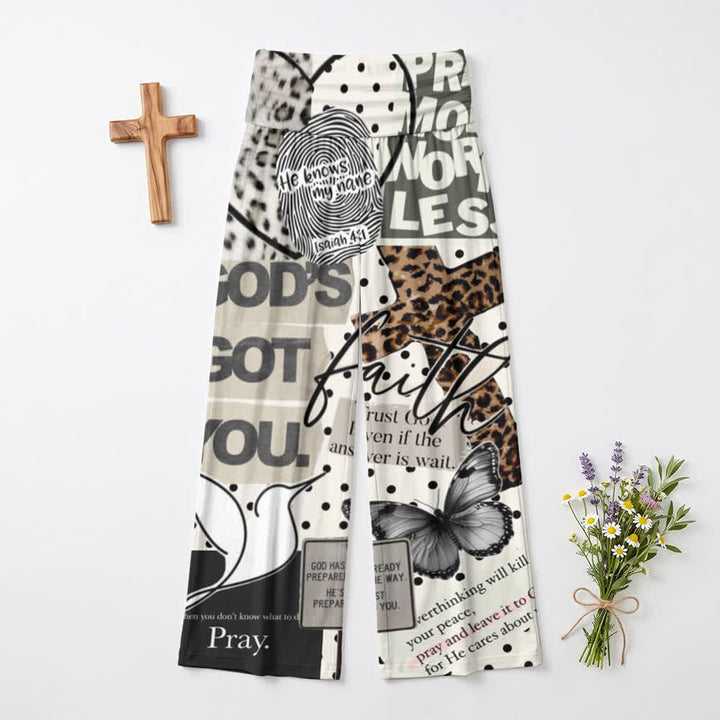 Christianartworkshop Faith Collage Print High Waist Women's Wide Leg Pants - US22,UK/AU26,EU54 - image 0