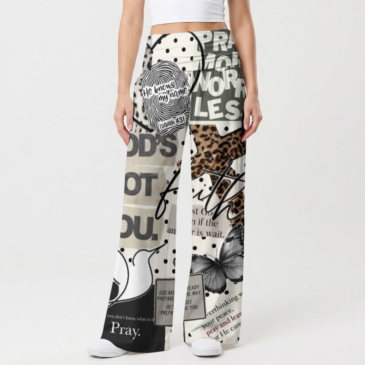 Christianartworkshop Faith Collage Print High Waist Women's Wide Leg Pants - image 1