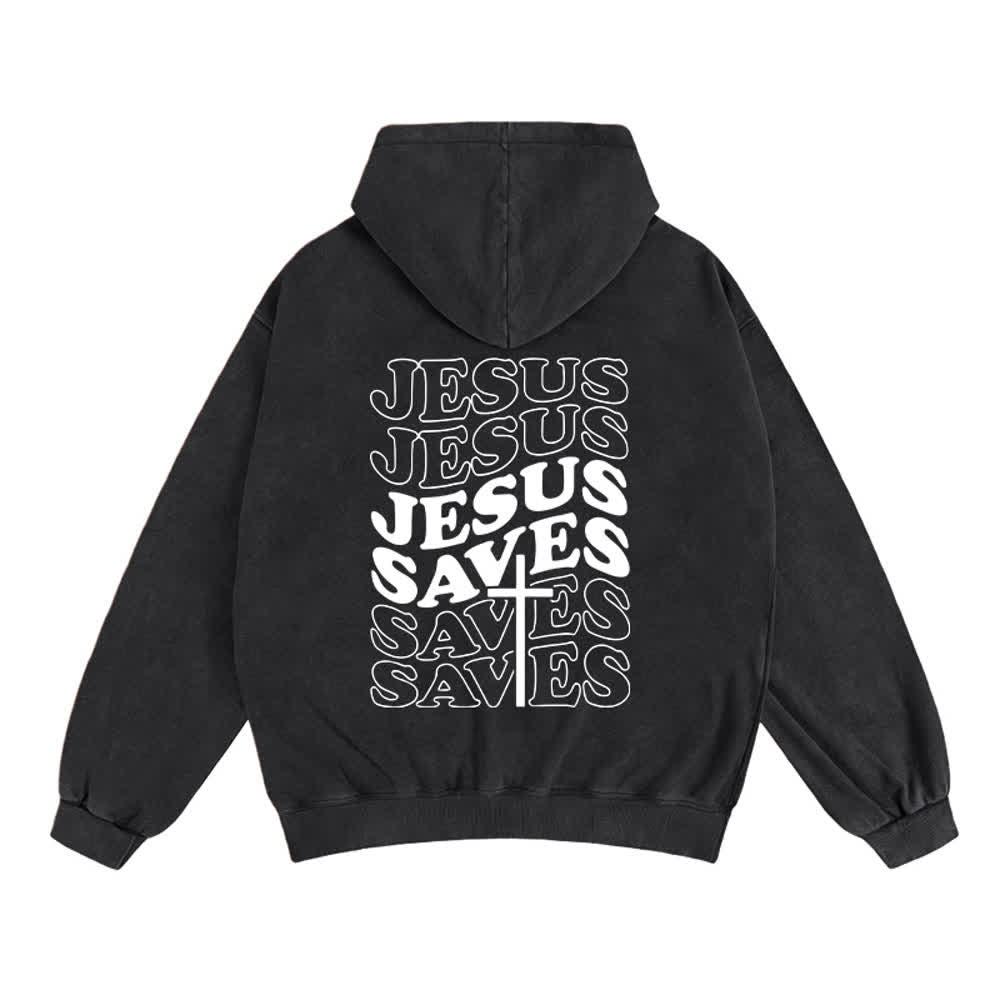 Christianartworkshop Jesus Saves Washed Street Zip-Up Hooded Jacket - image 1