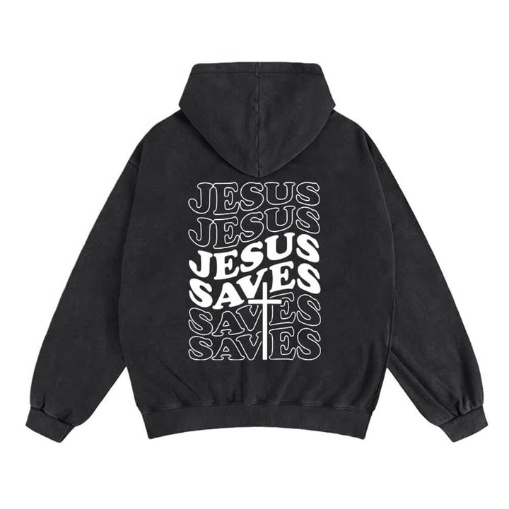 Christianartworkshop Jesus Saves Washed Street Zip-Up Hooded Jacket - image 1