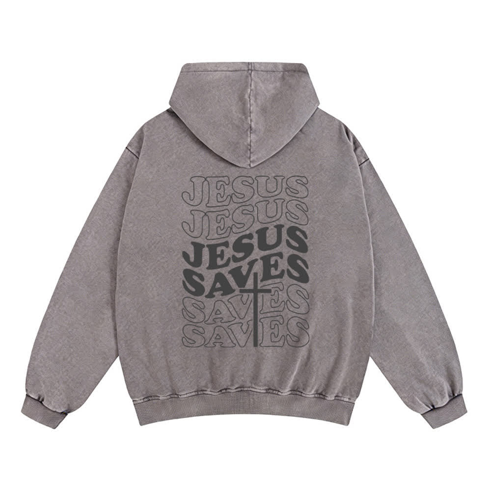 Christianartworkshop Jesus Saves Washed Street Zip-Up Hooded Jacket - image 4