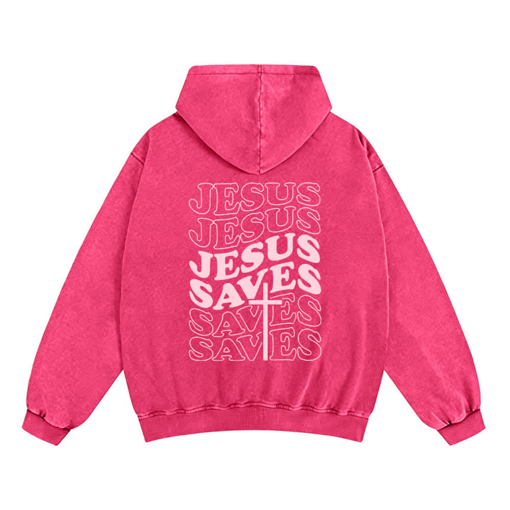Christianartworkshop Jesus Saves Washed Street Zip-Up Hooded Jacket - image 10