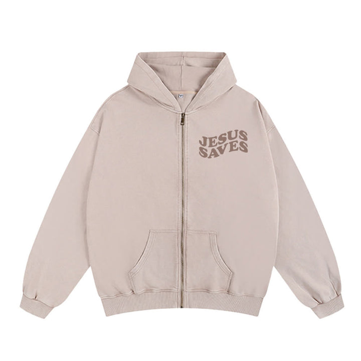 Christianartworkshop Jesus Saves Washed Street Zip-Up Hooded Jacket - image 14