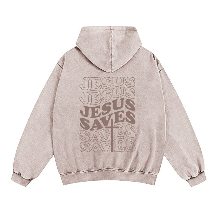 Christianartworkshop Jesus Saves Washed Street Zip-Up Hooded Jacket - image 13