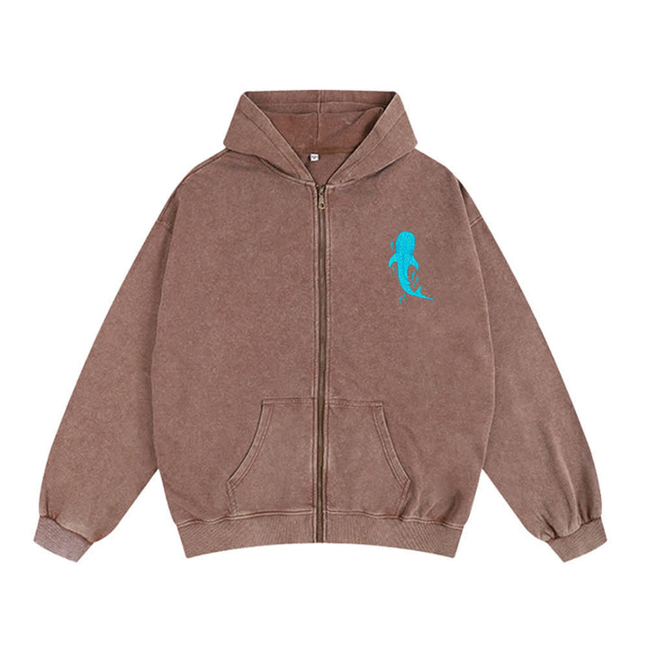 Christianartworkshop Washed Black Isaiah 43:2 Whale Shark Zip-Up Hooded Jacket - image 8