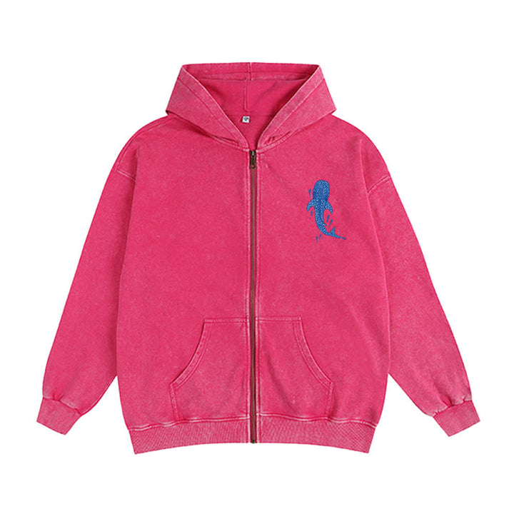 Christianartworkshop Washed Black Isaiah 43:2 Whale Shark Zip-Up Hooded Jacket - image 11
