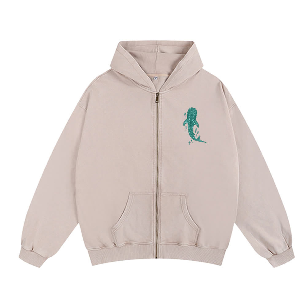 Christianartworkshop Washed Black Isaiah 43:2 Whale Shark Zip-Up Hooded Jacket - image 14