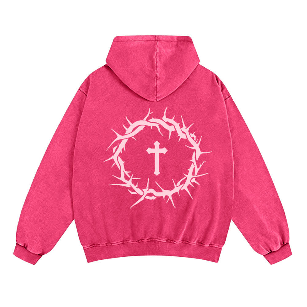 Christianartworkshop Faith Over Fear Vintage Rose Zip-Up Hooded Jacket - image 1