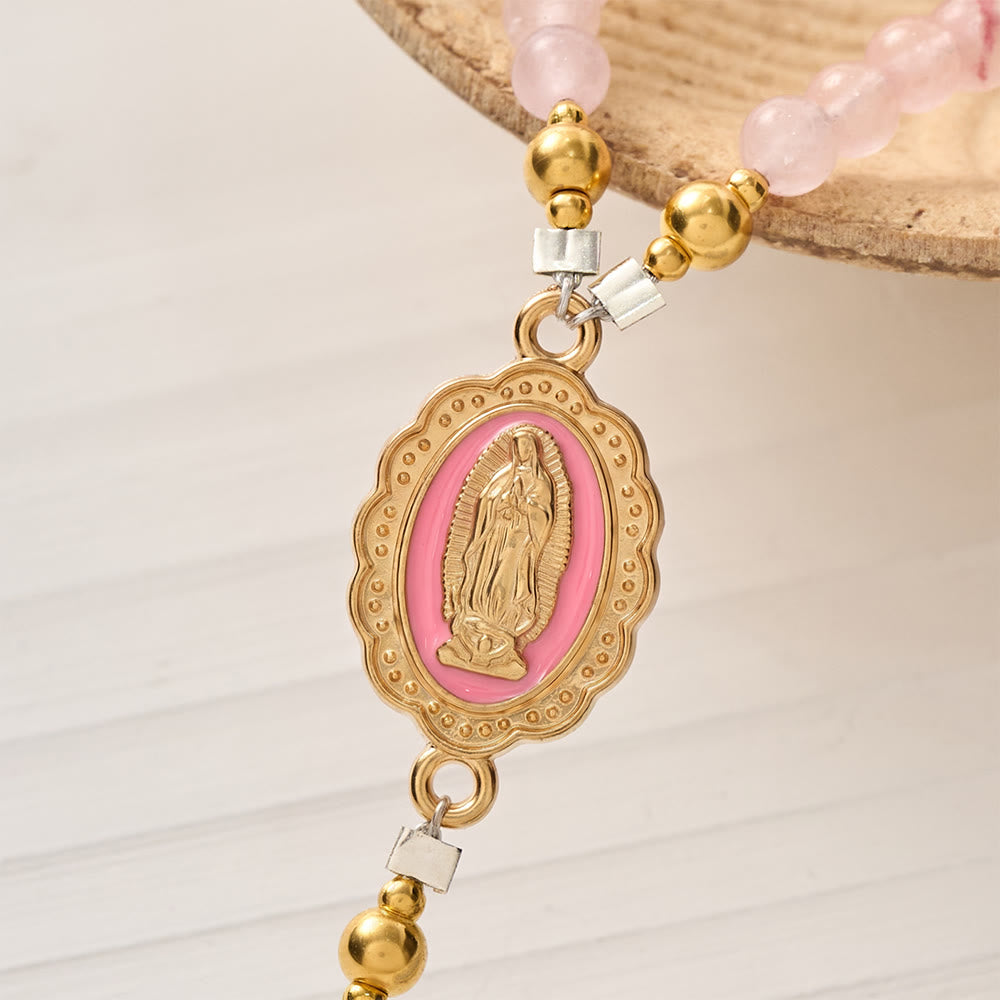 Christianartworkshop Magnetic Strawberry Agate Rosary Bracelet: Emblem of Divine Grace & Purity - image 4