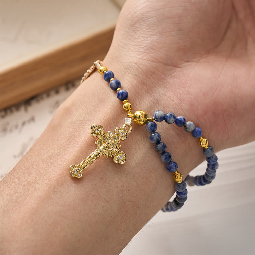 Christianartworkshop Magnetic Strawberry Agate Rosary Bracelet: Emblem of Divine Grace & Purity - image 7