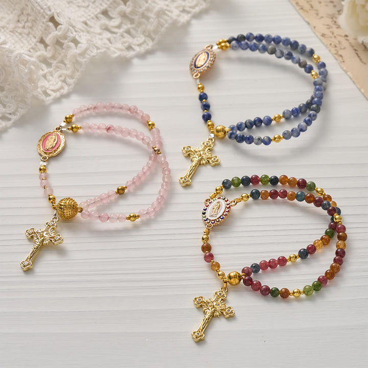 Christianartworkshop Magnetic Strawberry Agate Rosary Bracelet: Emblem of Divine Grace & Purity - image 0