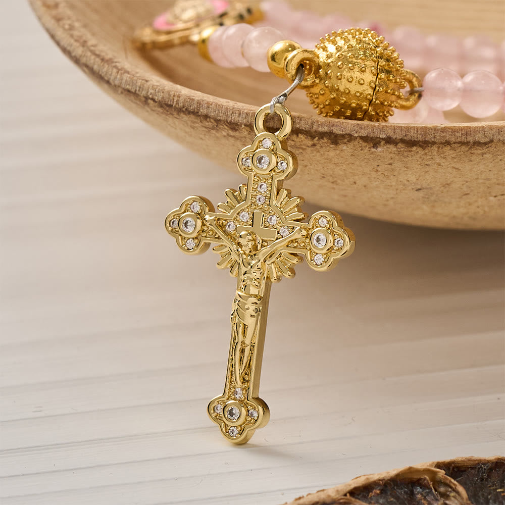 Christianartworkshop Magnetic Strawberry Agate Rosary Bracelet: Emblem of Divine Grace & Purity - image 5