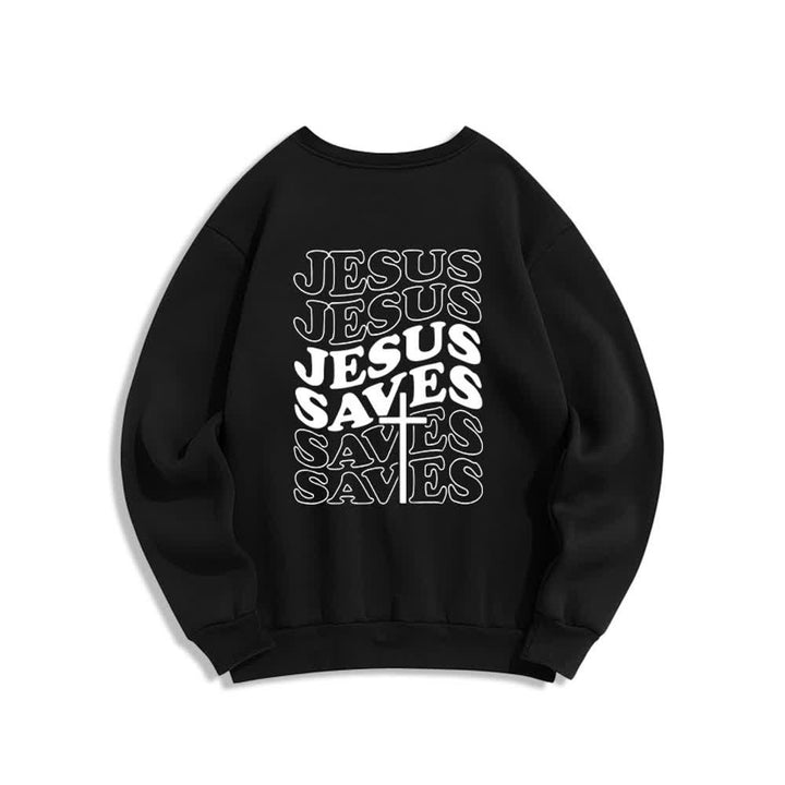Christianartworkshop Jesus Saves Back Print Fleece Crewneck Sweatshirt - image 10