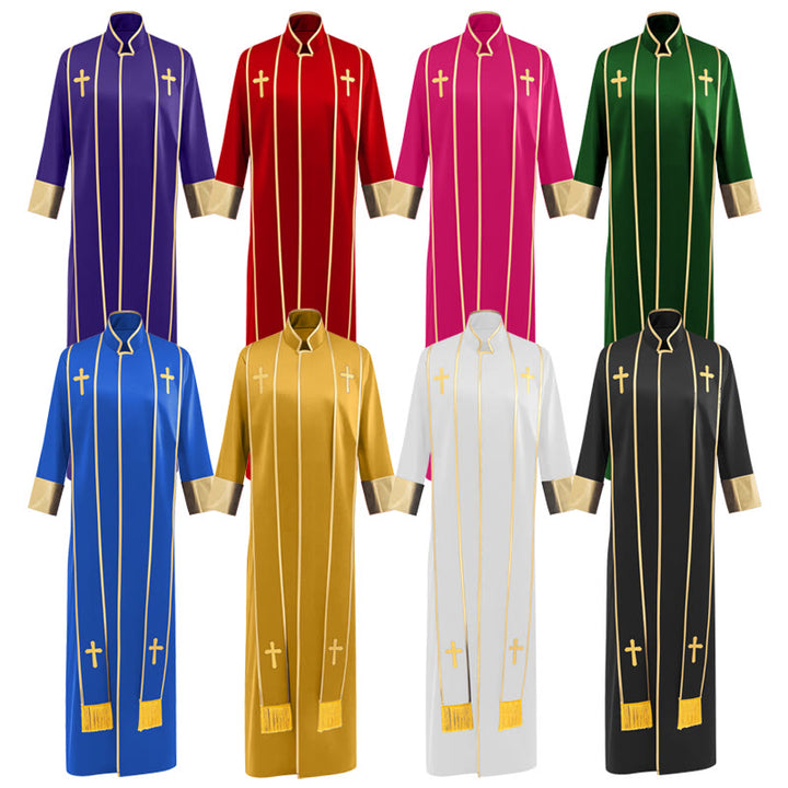 Christianartworkshop Traditional Pastor Robe With Vertical Cross Accents And Sleeve Trim Clergy Robe - image 28