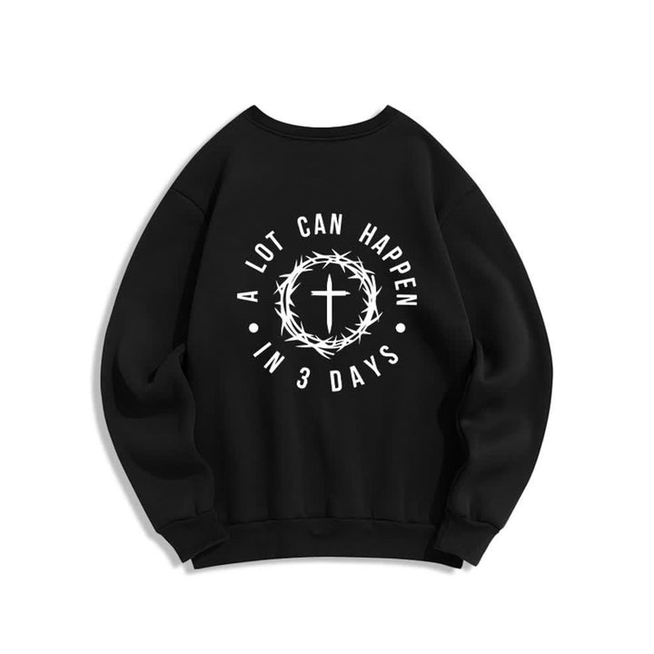 Christianartworkshop Three Days Thorn Cross Back Print Fleece Sweatshirt - image 7