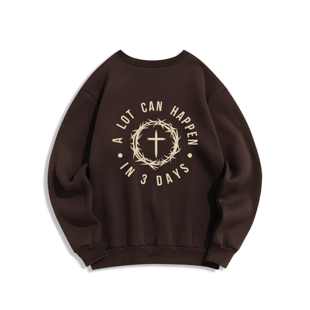 Christianartworkshop Three Days Thorn Cross Back Print Fleece Sweatshirt - image 1