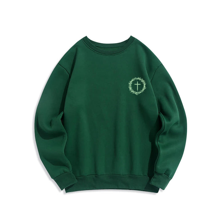 Christianartworkshop Three Days Thorn Cross Back Print Fleece Sweatshirt - image 11