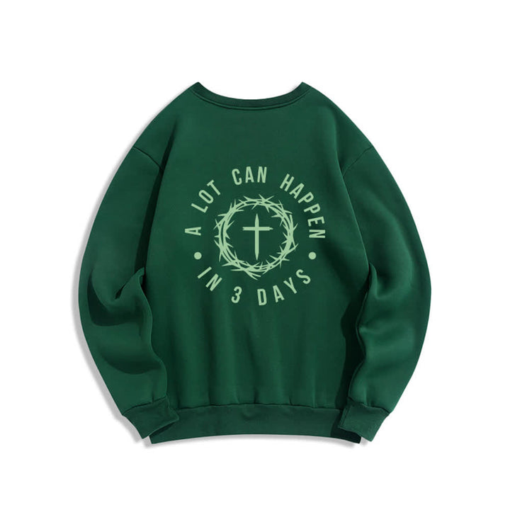 Christianartworkshop Three Days Thorn Cross Back Print Fleece Sweatshirt - image 10