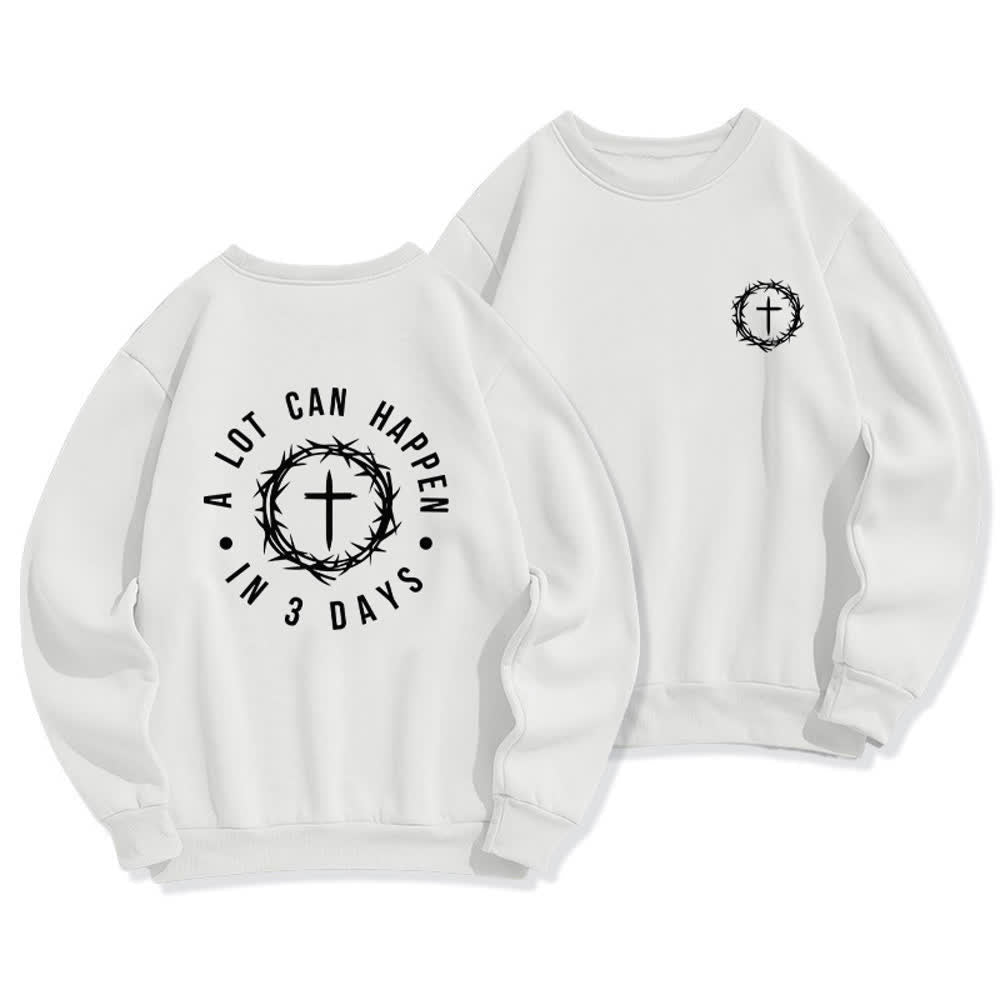 Christianartworkshop Three Days Thorn Cross Back Print Fleece Sweatshirt - White - 2XL - image 3