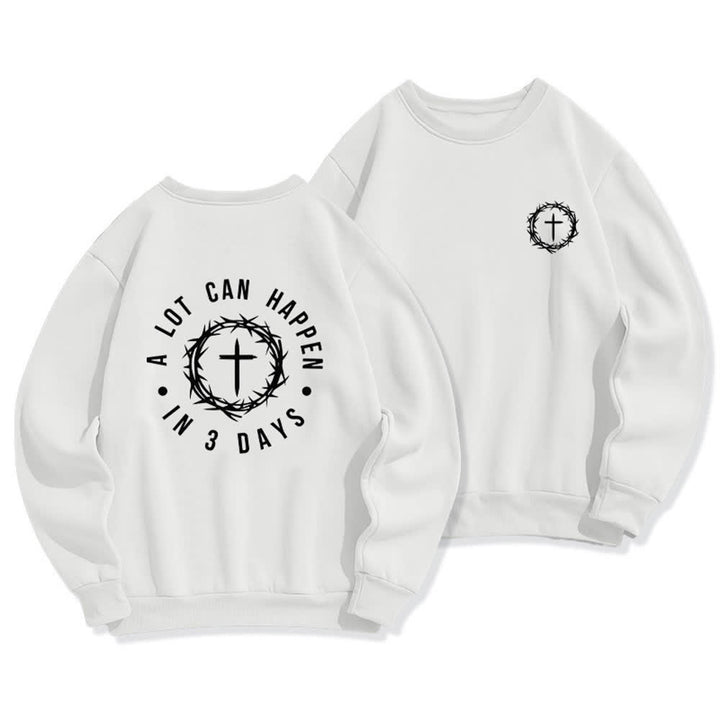 Christianartworkshop Three Days Thorn Cross Back Print Fleece Sweatshirt - White - 2XL - image 3