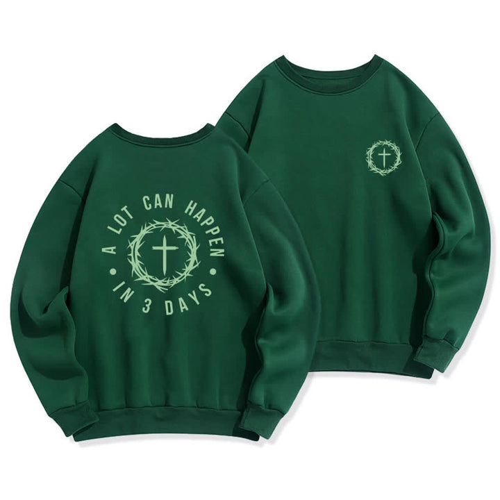 Christianartworkshop Three Days Thorn Cross Back Print Fleece Sweatshirt - Green - 2XL - image 9