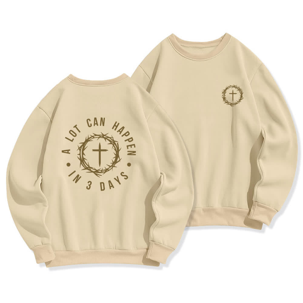 Christianartworkshop Three Days Thorn Cross Back Print Fleece Sweatshirt - Beige - 2XL - image 14
