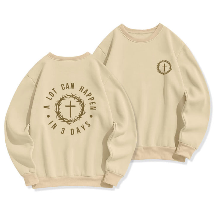 Christianartworkshop Three Days Thorn Cross Back Print Fleece Sweatshirt - Beige - 2XL - image 14