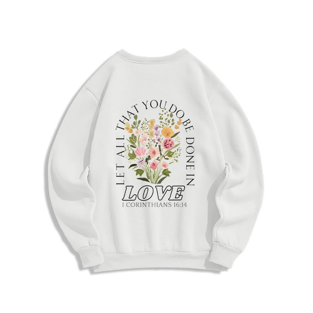 Christianartworkshop Love In Bloom Cross Back Print Fleece Sweatshirt - image 1