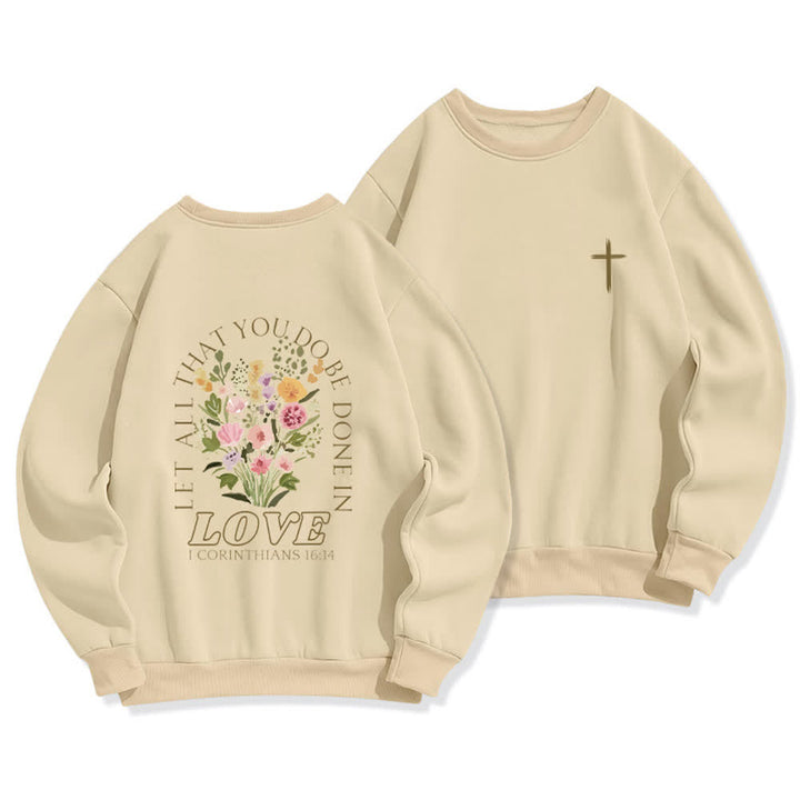 Christianartworkshop Love In Bloom Cross Back Print Fleece Sweatshirt - Beige - 2XL - image 15