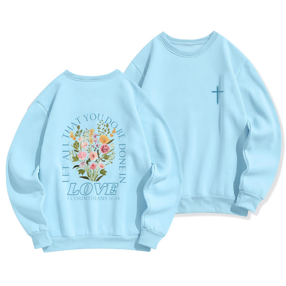 Christianartworkshop Love In Bloom Cross Back Print Fleece Sweatshirt - Blue - 2XL - image 9