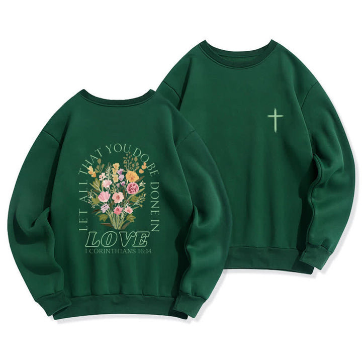 Christianartworkshop Love In Bloom Cross Back Print Fleece Sweatshirt - Green - 2XL - image 12