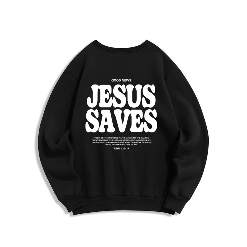 Christianartworkshop Jesus Saves Oversized Crewneck Fleece Lined Statement Sweatshirt - image 4