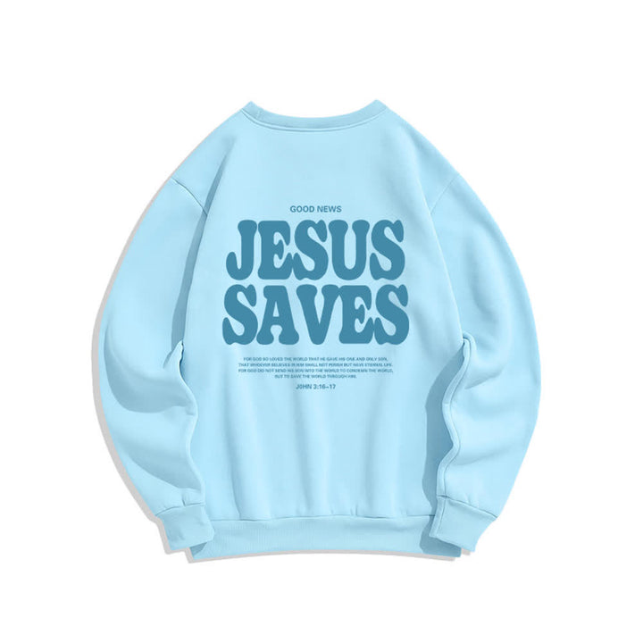 Christianartworkshop Jesus Saves Oversized Crewneck Fleece Lined Statement Sweatshirt - image 10