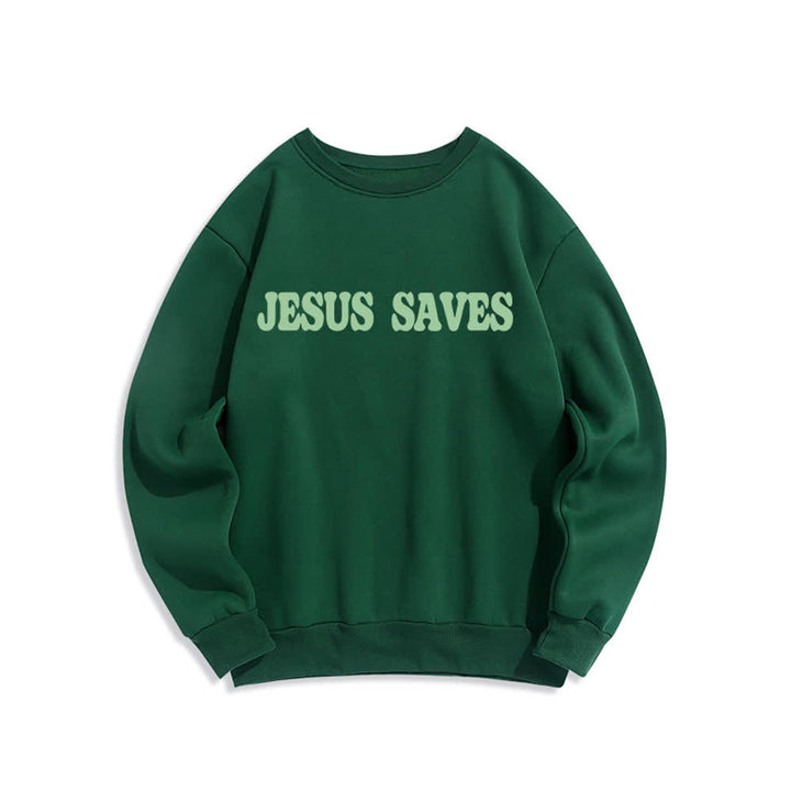 Christianartworkshop Jesus Saves Oversized Crewneck Fleece Lined Statement Sweatshirt - image 17