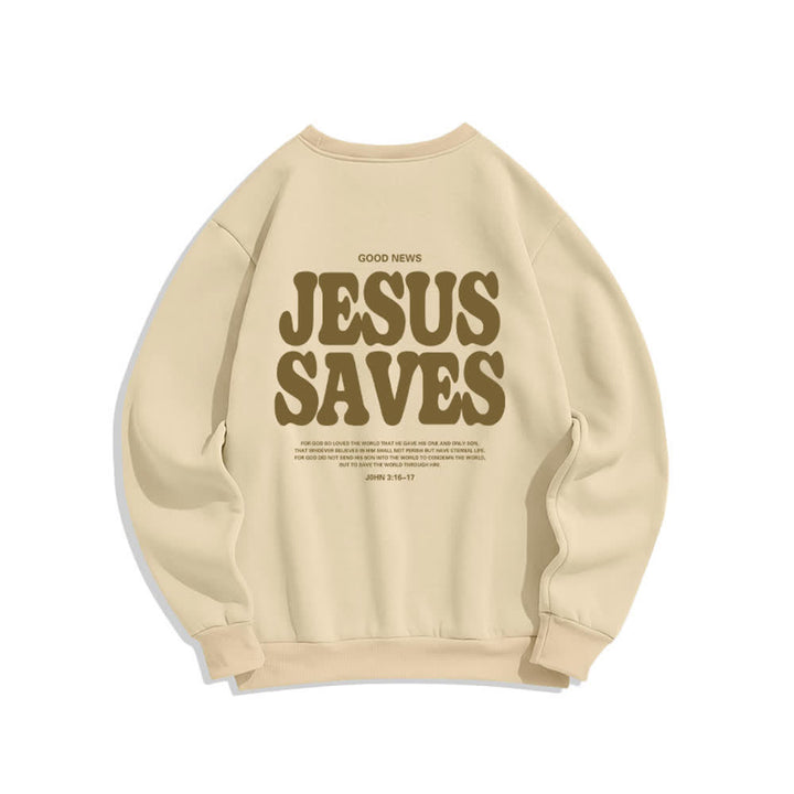 Christianartworkshop Jesus Saves Oversized Crewneck Fleece Lined Statement Sweatshirt - image 13