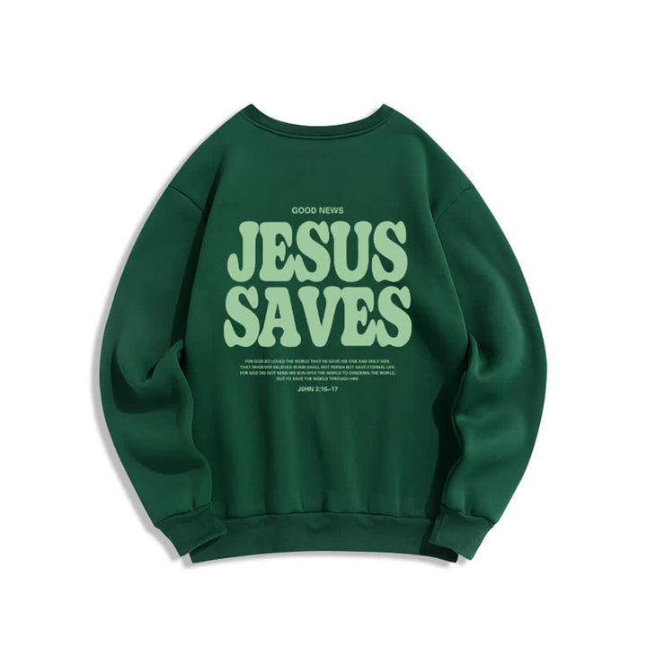 Christianartworkshop Jesus Saves Oversized Crewneck Fleece Lined Statement Sweatshirt - image 16