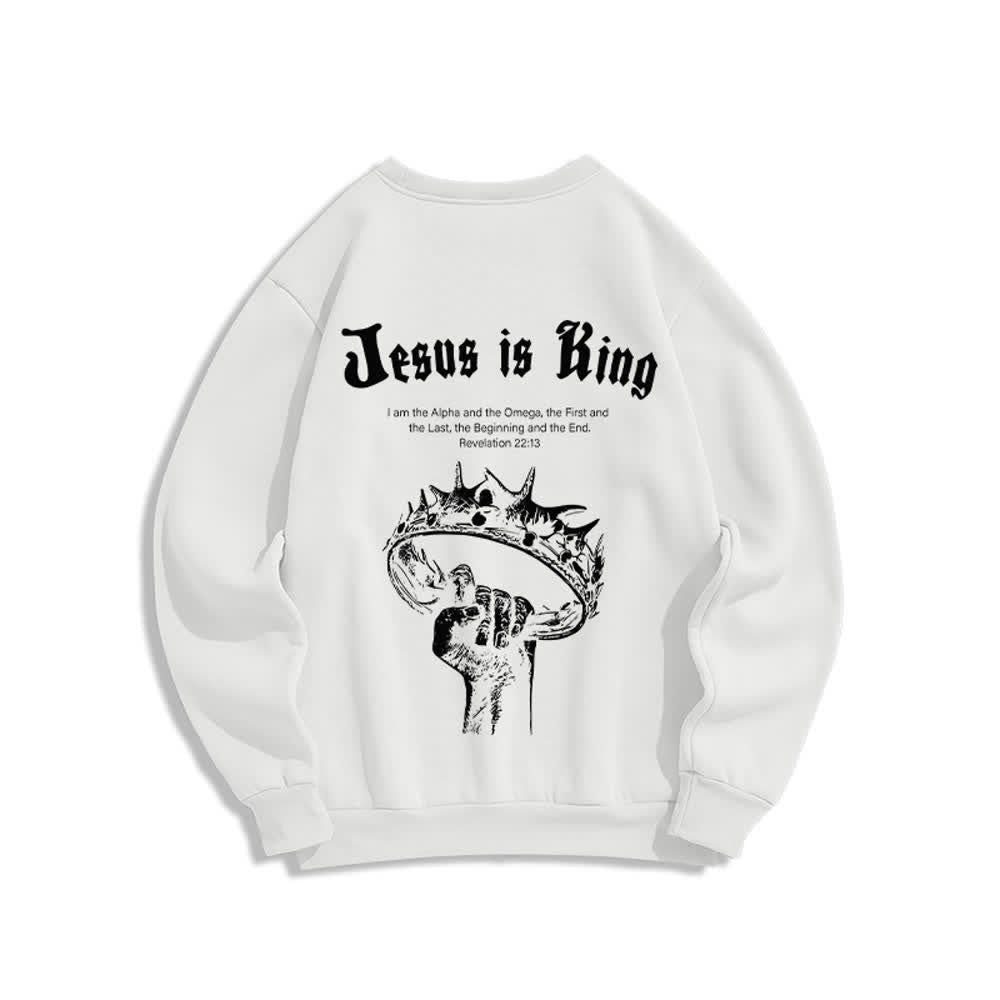 Christianartworkshop Jesus Is King Crown Back Print Crewneck Sweatshirt - image 4