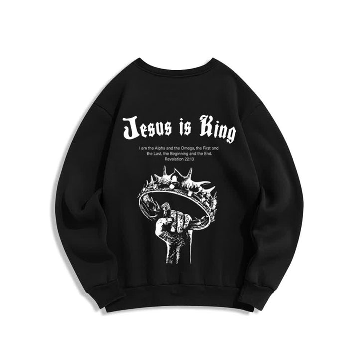 Christianartworkshop Jesus Is King Crown Back Print Crewneck Sweatshirt - image 1