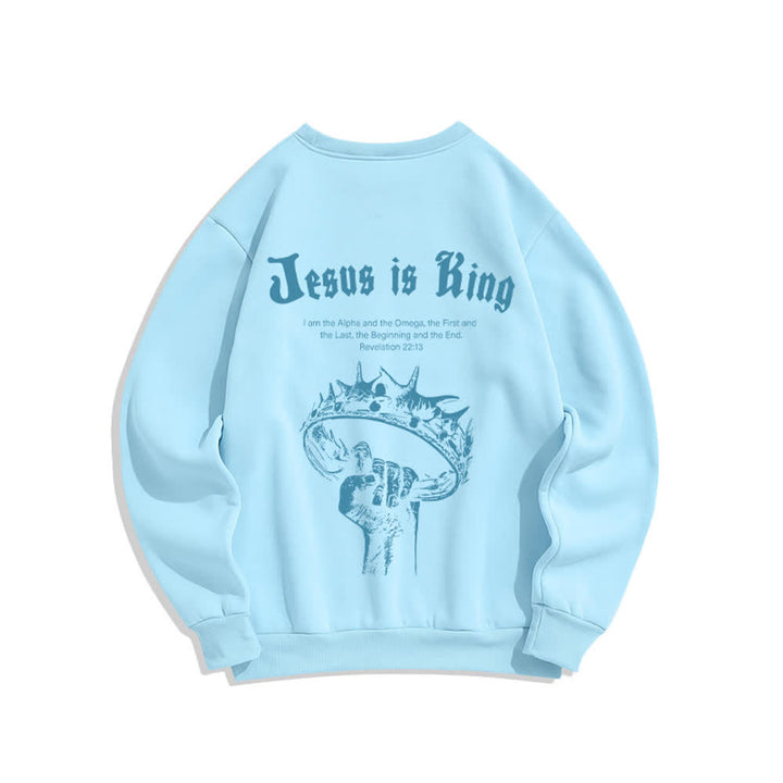 Christianartworkshop Jesus Is King Crown Back Print Crewneck Sweatshirt - image 10