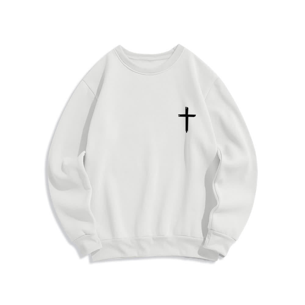 Christianartworkshop Fear Not Angel Back Graphic Cross Crewneck Sweatshirt - image 2