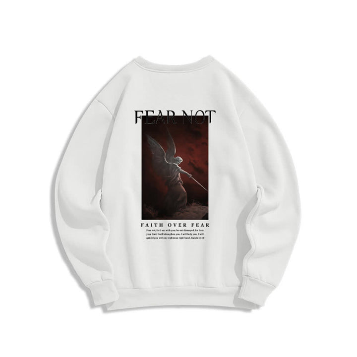 Christianartworkshop Fear Not Angel Back Graphic Cross Crewneck Sweatshirt - image 1