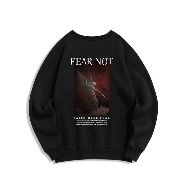Christianartworkshop Fear Not Angel Back Graphic Cross Crewneck Sweatshirt - image 4